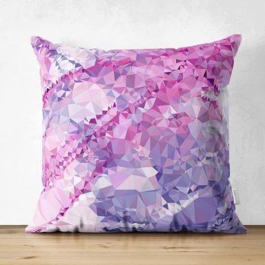 Renkli Geometrik Abstract Desenli Özel Tasarım Dijital Baskılı Modern Süet Yastık Kırlent Kılıfı