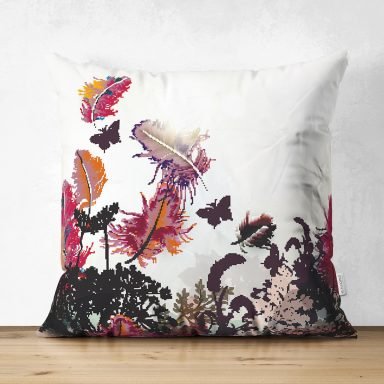 Butterfly Dijital Baskılı Modern Süet Yastık Kırlent Kılıfı