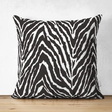 Zebra Desenli Özel Tasarım Dijital Baskılı Modern Süet Yastık Kırlent Kılıfı