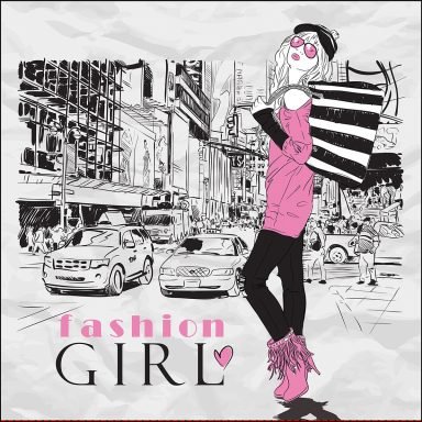Fashion Girl Dijital Baskılı Dekoratif Süet Yastık Kırlent Kılıfı