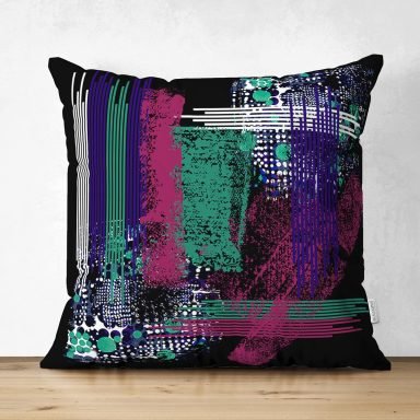 Abstract Desenli Özel Tasarım Dijital Baskılı Modern Süet Yastık Kırlent Kılıfı