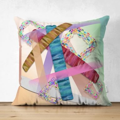 Abstract Motifli Özel Tasarım Dijital Baskılı Modern Süet Yastık Kırlent Kılıfı