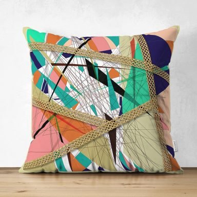 Modern Sanat Tasarımlı Dijital Baskılı Süet Yastık Kırlent Kılıfı