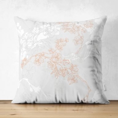 Renkli Zemin Üzerinde Sarmaşık Desenli Dijital Baskılı Modern Süet Yastık Kırlent Kılıfı