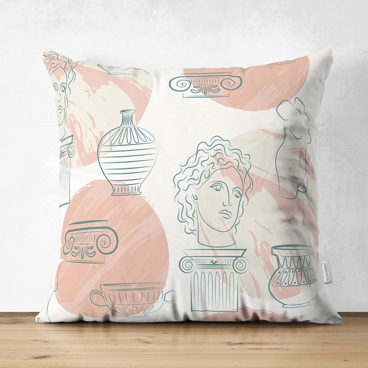 Suet-K7411-Renkli-Zeminde-Onedraw-Antik-Cizimli-Dijital-Baskili-Modern-Suet-Yastik-Kirlent-Kilifi