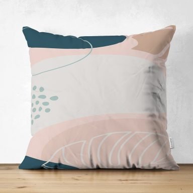 Soft Renkli Yaprak Desenli Dijital Baskılı Modern Süet Yastık Kırlent Kılıfı