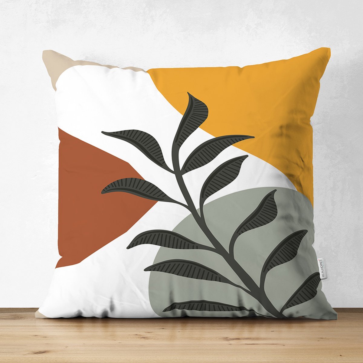 Suet-K7519-Renkli-Zeminli-Onedraw-Cizimli-Yaprak-Desenli-Dijital-Baskili-Modern-Suet-Yastik-Kirlent-Kilifi