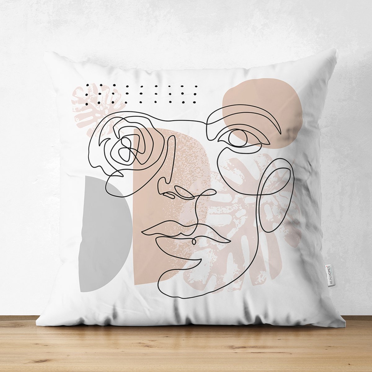 Suet-K7585-Beyaz-Zemin-Uzerinde-Onedraw-Cizimli-Bayan-Silueti-Dijital-Baskili-Modern-Suet-Yastik-Kirlent-Kilifi