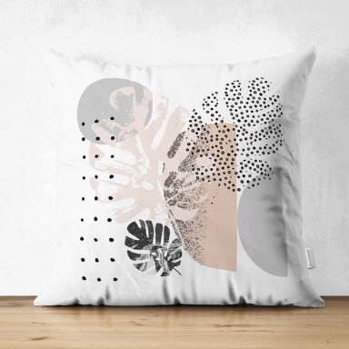 Pastel Renkli Onedraw Çizimli Geometrik Desenli Dijital Baskılı Modern Süet Yastık Kırlent Kılıfı