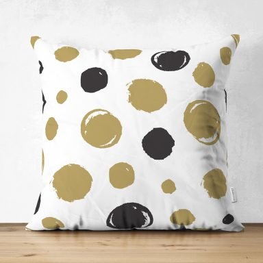 Beyaz Zemin Üzerinde Renkli Geometrik Desenli Dijital Baskılı Modern Süet Yastık Kırlent Kılıfı