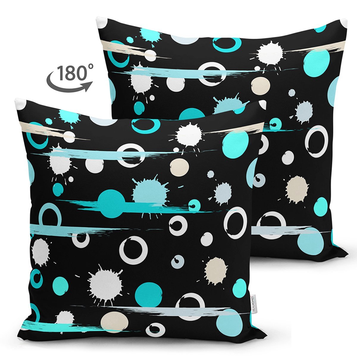 Suet-K7765-Siyah-Zemin-Uzerinde-Renkli-Puantiyeli-Dijital-Baskili-Modern-Suet-Yastik-Kirlent-Kilifi-1