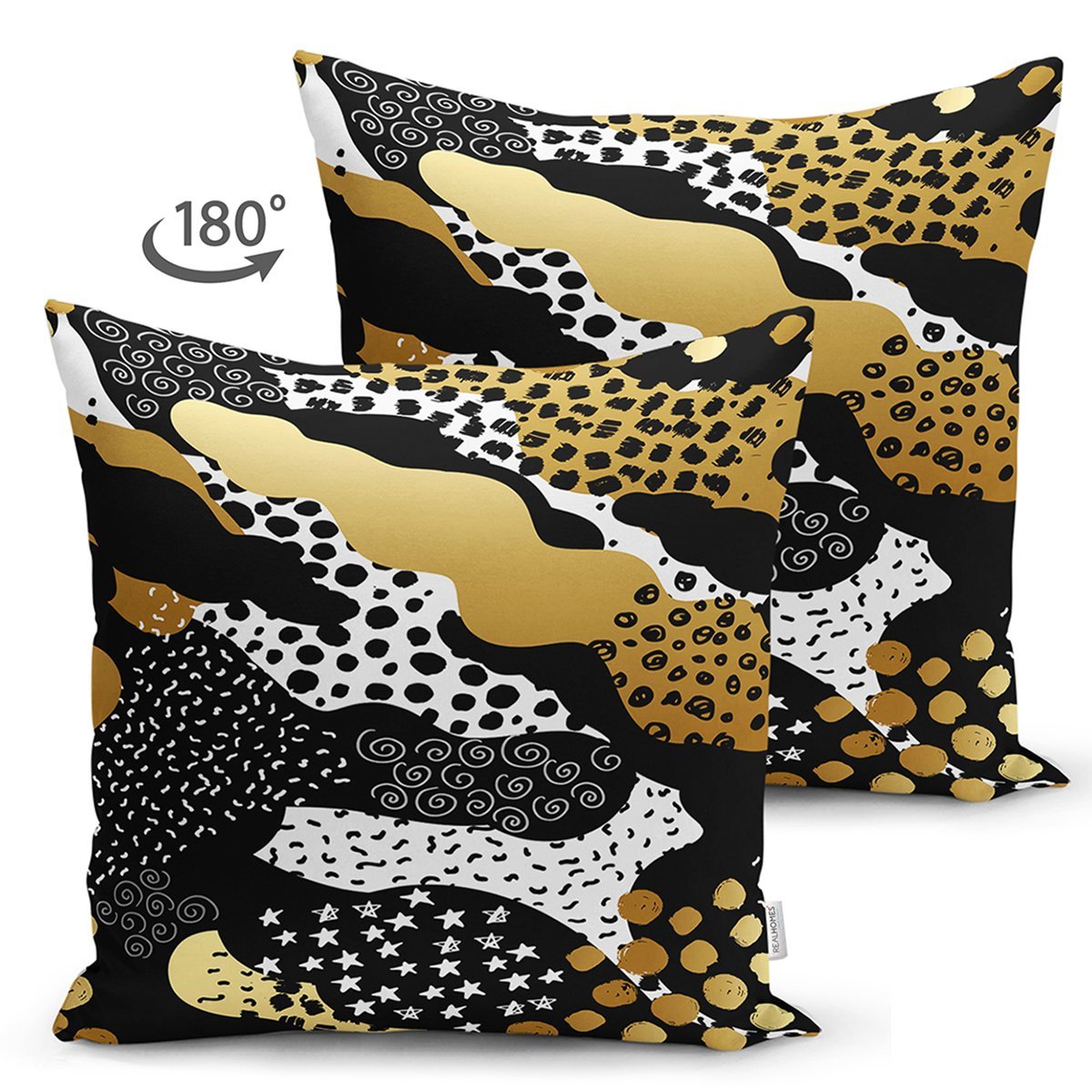 Suet-K7822-Siyah-Zemin-Uzerinde-Gold-Detayli-Modern-Desenli-Dijital-Baskili-Modern-Suet-Yastik-Kirlent-Kilifi-1