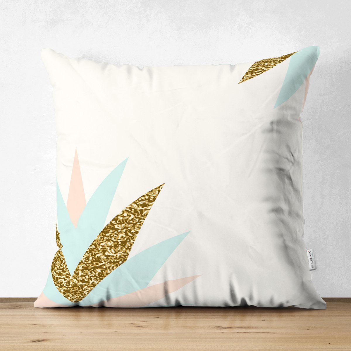 Suet-K7834-Renkli-Uzerinde-Gold-Detayli-Modern-Yaprak-Desenli-Dijital-Baskili-Modern-Suet-Yastik-Kirlent-Kilifi