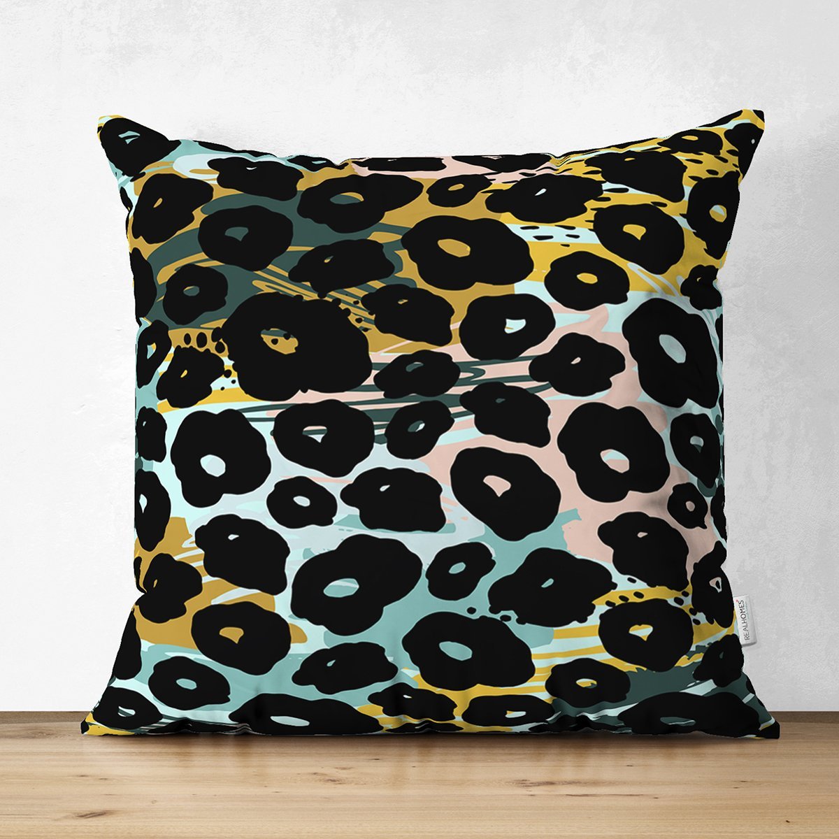 Suet-K7891-Pastel-Zemin-Uzerinde-Siyah-Geometrik-Desenli-Dijital-Baskili-Modern-Suet-Yastik-Kirlent-Kilifi