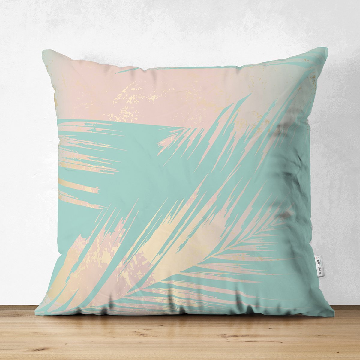 Suet-K7982-Pastel-Zemin-Uzerinde-Gold-Detayli-Yaprak-Desenli-Dijital-Baskili-Modern-Suet-Yastik-Kirlent-Kilifi