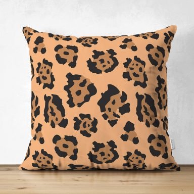 Pastel Zemin Üzerinde Geometrik Desenli Dijital Baskılı Modern Süet Yastık Kırlent Kılıfı