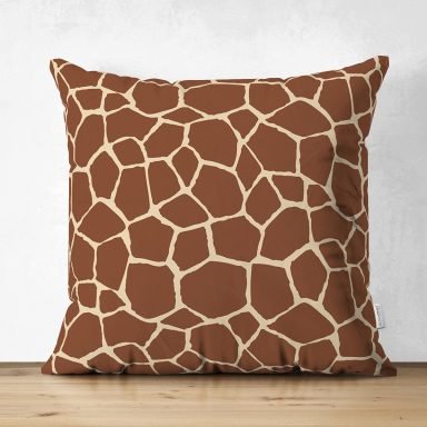 Pastel Zemin Üzerinde Geometrik Desenli Dijital Baskılı Modern Süet Yastık Kırlent Kılıfı