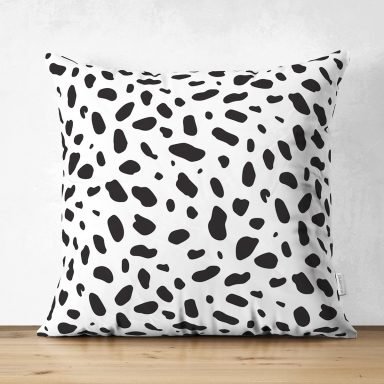 Renkli Zemin Üzerinde Siyah Geometrik Çizimli Dijital Baskılı Modern Süet Yastık Kırlent Kılıfı