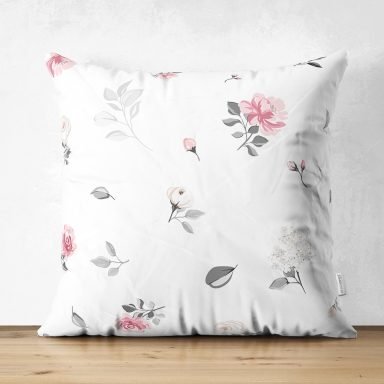 Pastel Zeminde Siyah Beyaz Renkli Puantiye Desenli Dijital Baskılı Modern Süet Yastık Kırlent Kılıfı