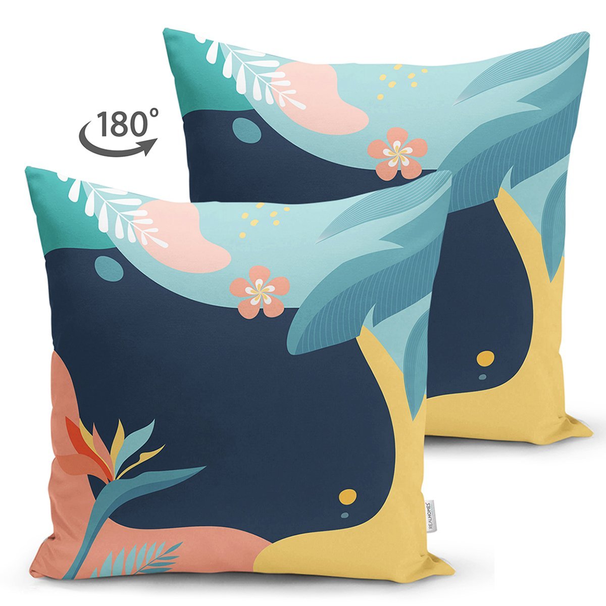 Suet-K8016-Renkli-Zemin-Uzerinde-Pastel-Yaprak-Desenli-Dijital-Baskili-Modern-Suet-Yastik-Kirlent-Kilifi-1