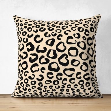 Renkli Zemin Üzerinde Geometrik Desenli Dijital Baskılı Modern Süet Yastık Kırlent Kılıfı