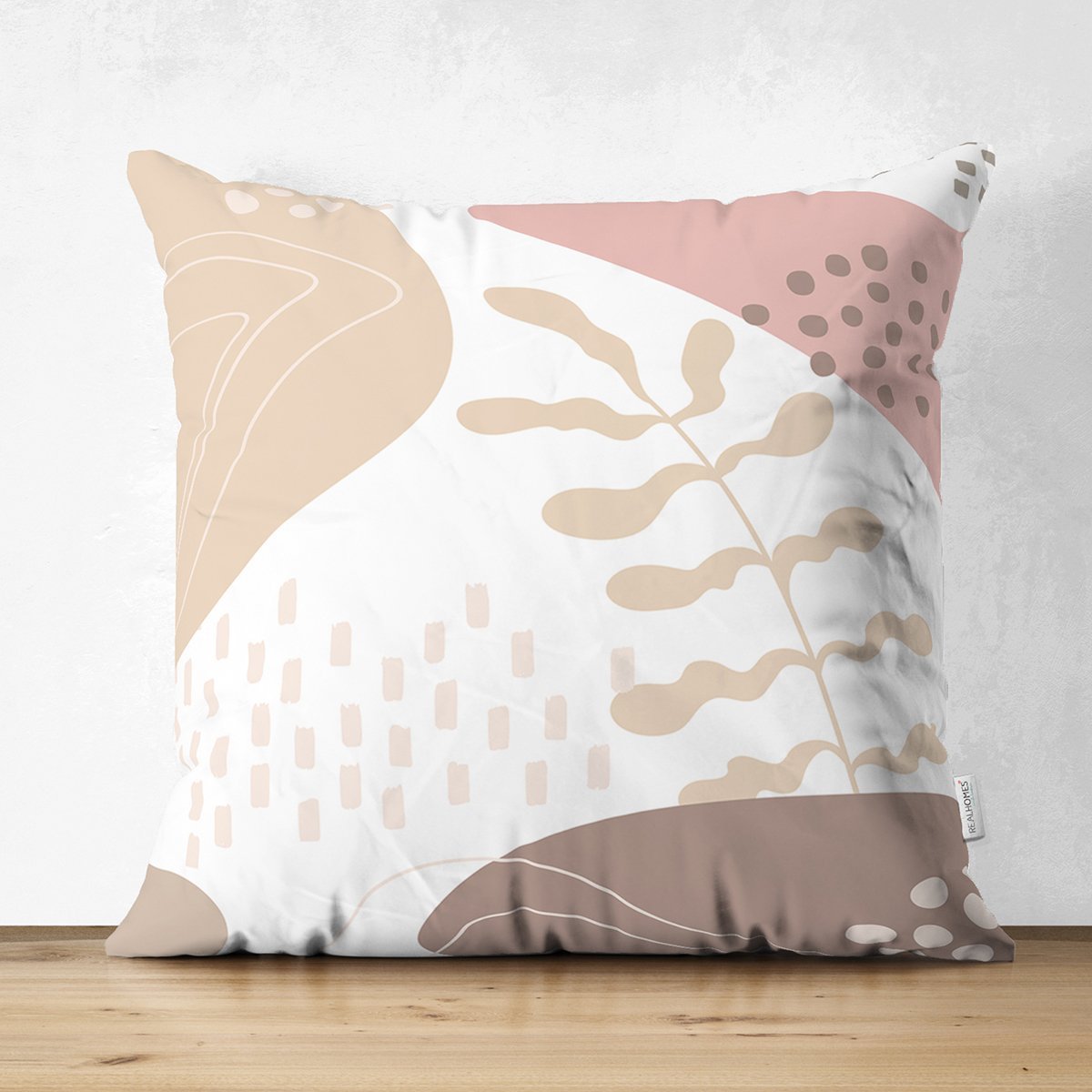 Suet-K8048-Beyaz-Zemin-Uzerinde-Pastel-Renkli-Yaprak-Desenli-Dijital-Baskili-Modern-Suet-Yastik-Kirlent-Kilifi