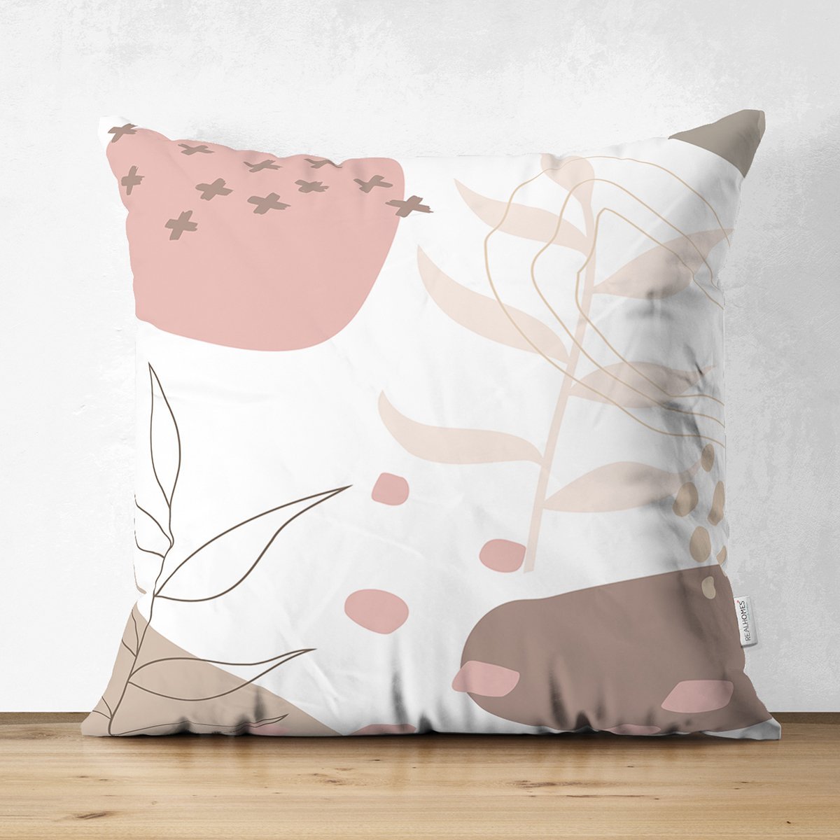 Suet-K8049-Beyaz-Zemin-Uzerinde-Pastel-Renkli-Yaprak-Desenli-Dijital-Baskili-Modern-Suet-Yastik-Kirlent-Kilifi