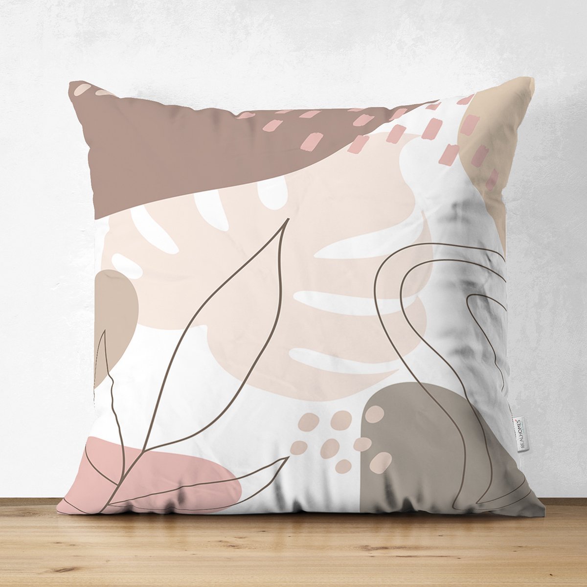 Suet-K8051-Beyaz-Zemin-Uzerinde-Pastel-Renkli-Yaprak-Desenli-Dijital-Baskili-Modern-Suet-Yastik-Kirlent-Kilifi