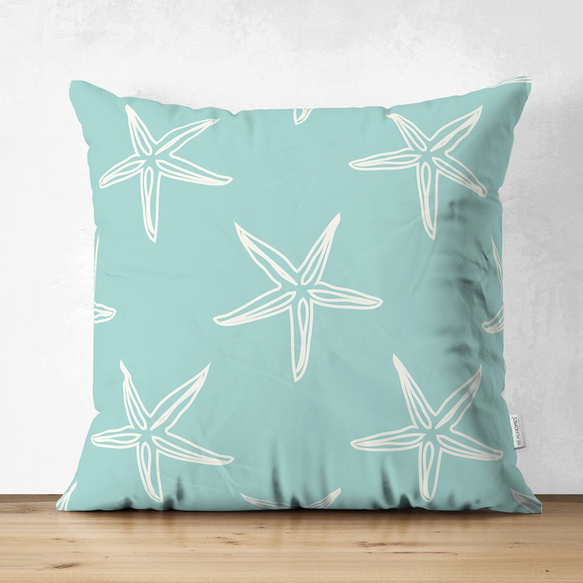 Suet-K8086-Renkli-Zemin-Uzerinde-Deniz-Yildizi-Desenli-Dijital-Baskili-Modern-Suet-Yastik-Kirlent-Kilifi