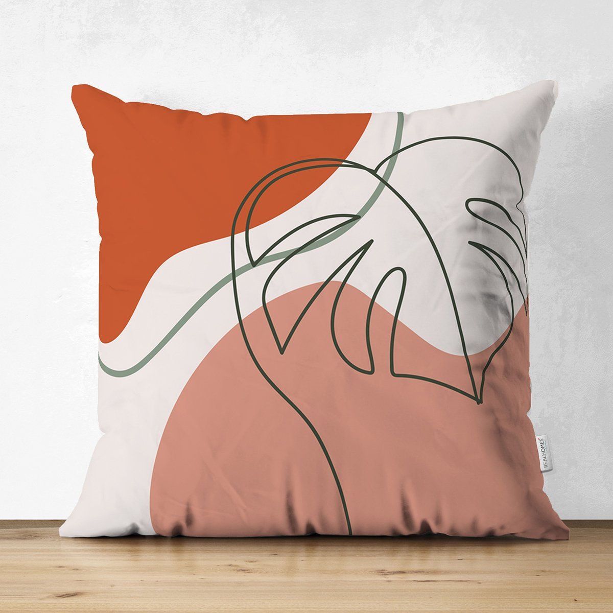 Suet-K8118-Pastel-Zemin-Uzerinde-Yaprak-Desenli-Dijital-Baskili-Modern-Suet-Yastik-Kirlent-Kilifi