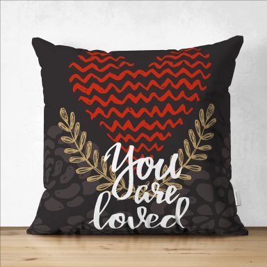 Sevgililer Günü Temalı Özel Tasarım Dijital Baskılı Modern Süet Yastık Kırlent Kılıfı