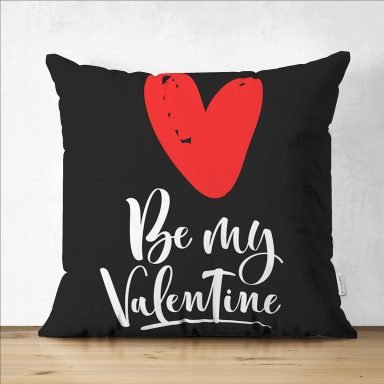 Sevgililer Günü Temalı Özel Tasarım Dijital Baskılı Modern Süet Yastık Kırlent Kılıfı