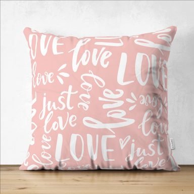 Sevgililer Günü Temalı Özel Tasarım Dijital Baskılı Modern Süet Yastık Kırlent Kılıfı