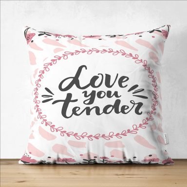 Sevgililer Günü Temalı Özel Tasarım Dijital Baskılı Modern Süet Yastık Kırlent Kılıfı