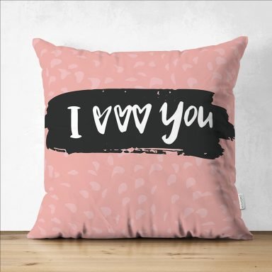 Sevgililer Günü Temalı Özel Tasarım Dijital Baskılı Modern Süet Yastık Kırlent Kılıfı
