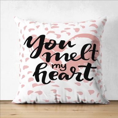Sevgililer Günü Temalı Özel Tasarım Dijital Baskılı Modern Süet Yastık Kırlent Kılıfı