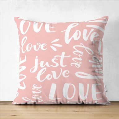 Sevgililer Günü Temalı Özel Tasarım Dijital Baskılı Modern Süet Yastık Kırlent Kılıfı