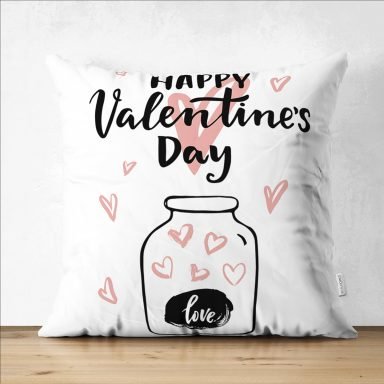 Sevgililer Günü Temalı Özel Tasarım Dijital Baskılı Modern Süet Yastık Kırlent Kılıfı