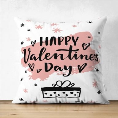 Sevgililer Günü Temalı Özel Tasarım Dijital Baskılı Modern Süet Yastık Kırlent Kılıfı