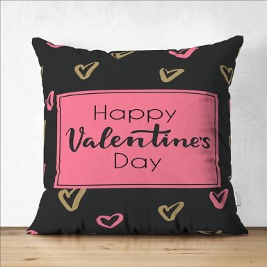 Sevgililer Günü Temalı Özel Tasarım Dijital Baskılı Modern Süet Yastık Kırlent Kılıfı