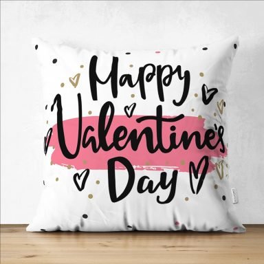 Sevgililer Günü Temalı Özel Tasarım Dijital Baskılı Modern Süet Yastık Kırlent Kılıfı