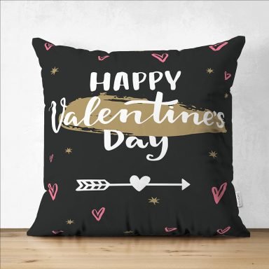 Sevgililer Günü Temalı Özel Tasarım Dijital Baskılı Modern Süet Yastık Kırlent Kılıfı