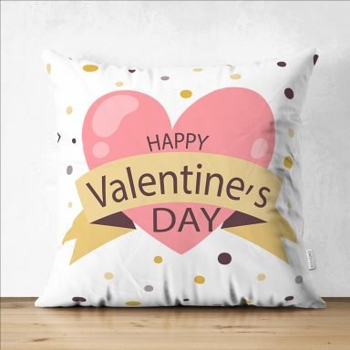 Sevgililer Günü Temalı Özel Tasarım Dijital Baskılı Modern Süet Yastık Kırlent Kılıfı