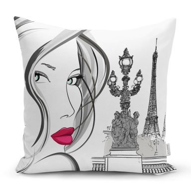 Fashion Girl Dijital Baskılı Modern Yastık Kırlent Kılıfı - K17