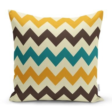 Modern Zigzag Desen Dijital Baskılı Dekoratif Yastık Kırlent Kılıfı