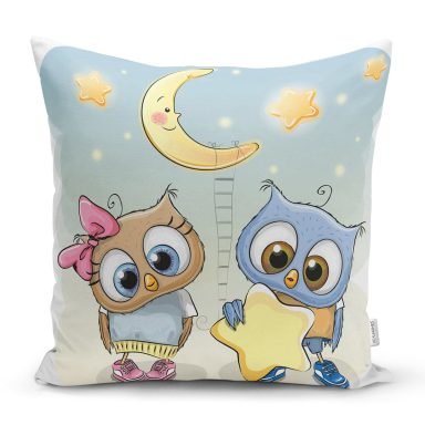 Başkuş Desen Dijital Baskılı Yastık Kırlent Kılıfı