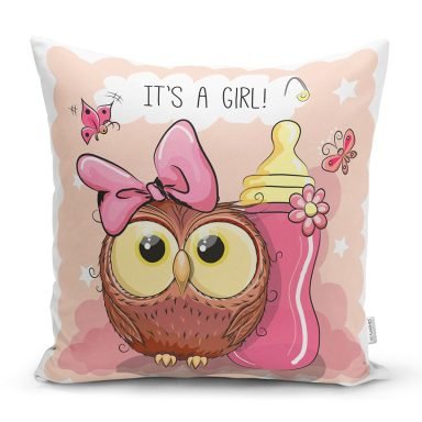 Sevimli Baykuş Dijital Baskılı Yastık Kırlent Kılıfı