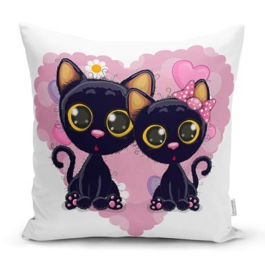 Modern Kedi Desen Dijital Baskılı Yastık Kırlent Kılıfı