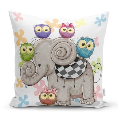 Modern Fil Desen Dijital Baskılı Yastık Kırlent Kılıfı