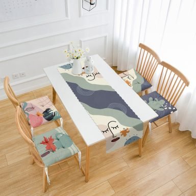 Bohem Tasarımlı Dijital Baskılı 4 Pofidik Sandalye Minderi ve 1 Runner Seti